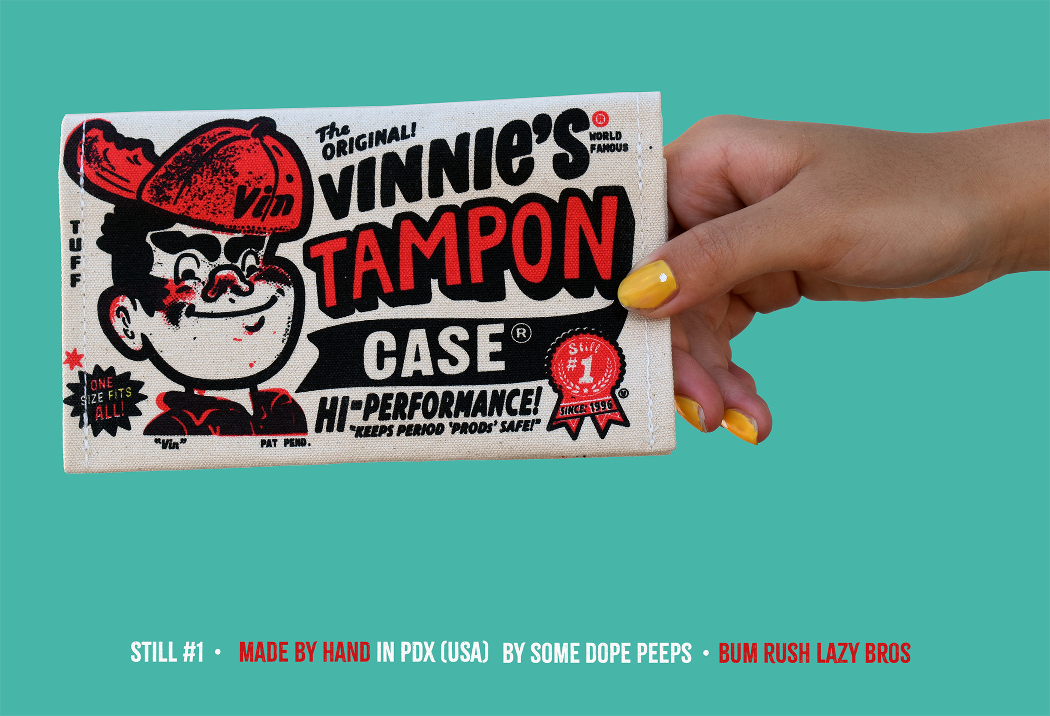 Vinnie's tampon case at the Museum of Menstruation and Women's Health